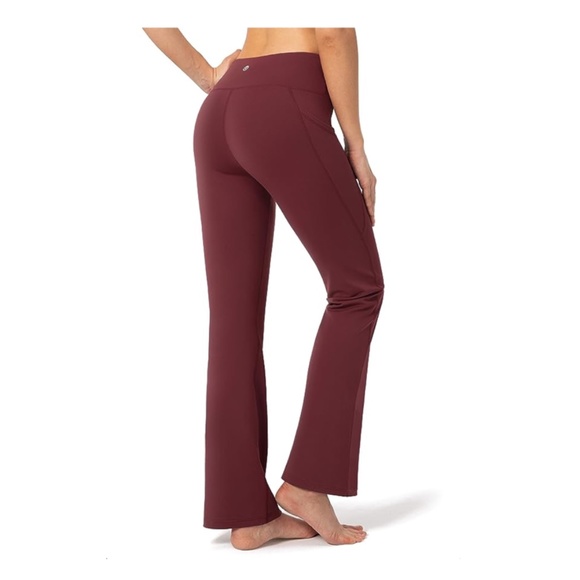 NEW XL G Gradual Women's Bootcut Yoga Pants High Waist Maroon Red - Picture 3 of 9